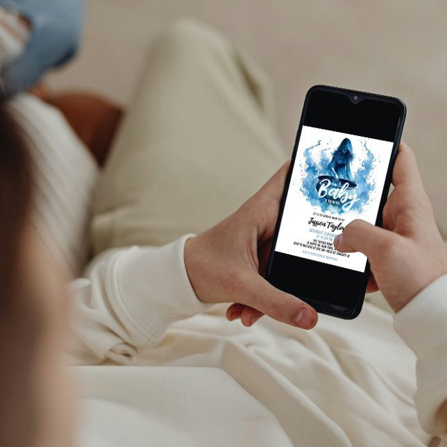 A Baby is Brewing Witch Cauldron Blue Baby Shower Invitation (Creator Uploaded)