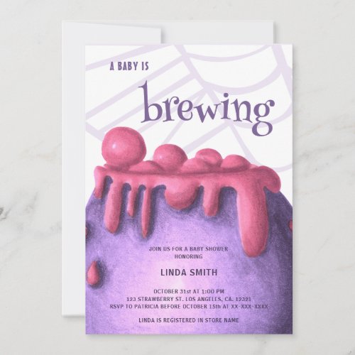 A Baby is Brewing Witch Halloween Baby Shower Invitation