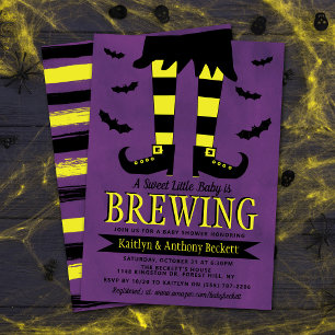 A Baby Is Brewing Witch Halloween Baby Shower Invitation