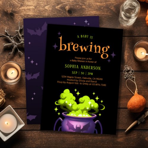 A Baby is Brewing Witch Pot Baby Shower Invitation