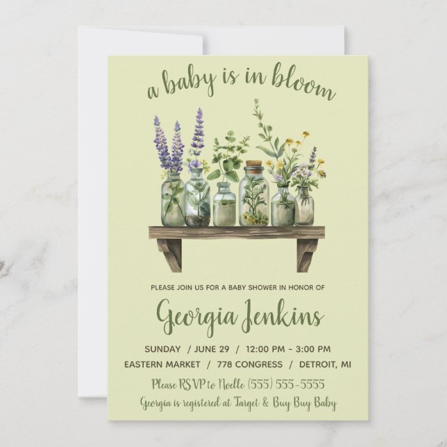 A Baby is in Bloom, Spring Flowers Baby Shower Invitation (Front)