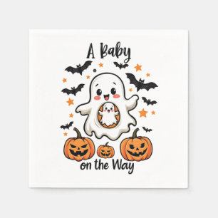A Baby on the Way Pastel Ghost Pregnancy Halloween Napkins