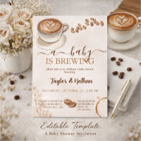 a baby prepares a baby shower invitation