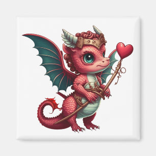 A Baby Red Dragon Valentine Magnet