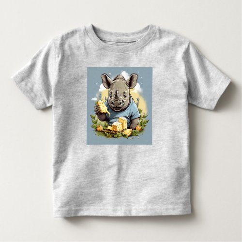 A Baby Rhino Holding Cheese T_shirt