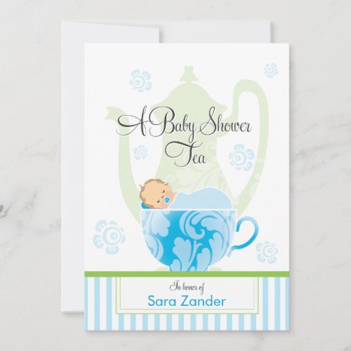 A Baby Shower Tea Party  |  Boy Invitation