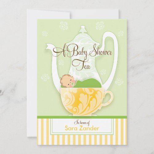 A Baby Shower Tea Party  |  Gender Neutral Custom Invitations