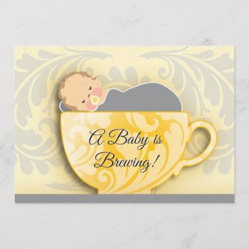 A Baby Shower Tea Party  |  Gender Neutral Invitation by OrangeOstrichDesigns at Zazzle