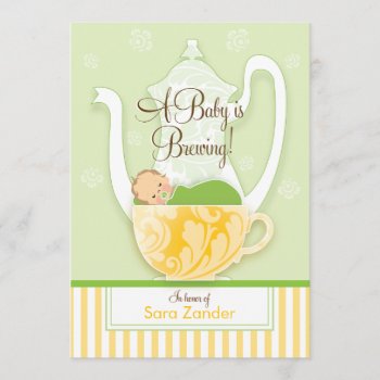 A Baby Shower Tea Party  |  Gender Neutral Invitation by OrangeOstrichDesigns at Zazzle