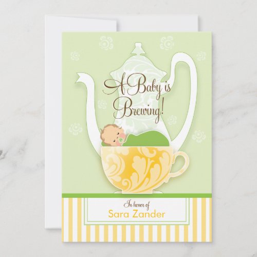 A Baby Shower Tea Party    Gender Neutral Invitation