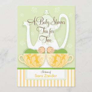 A Baby Shower Tea Party Gender Neutral Twins Invitation