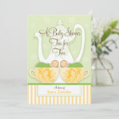 A Baby Shower Tea Party  |  Gender Neutral Twins Invitation (Standing Front)