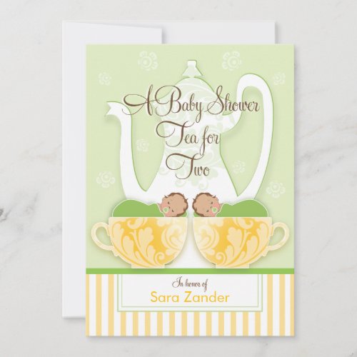 A Baby Shower Tea Party  |  Gender Neutral Twins Personalized Invitation