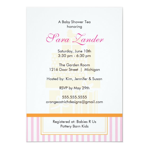 A Baby Shower Tea Party  |  Girl Invitation