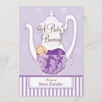A Baby Shower Tea Party  - Girl Invitation by OrangeOstrichDesigns at Zazzle