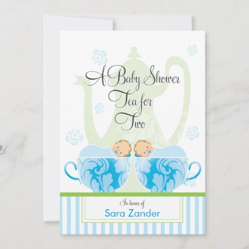 A Baby Shower Tea Party  | Twin  Boys Invite