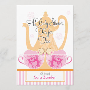 A Baby Shower Tea Party Twin Girls Invitation