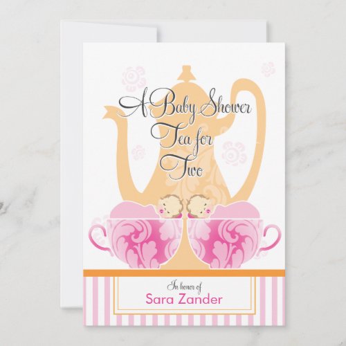 A Baby Shower Tea Party  |  Twin Girls Custom Invites