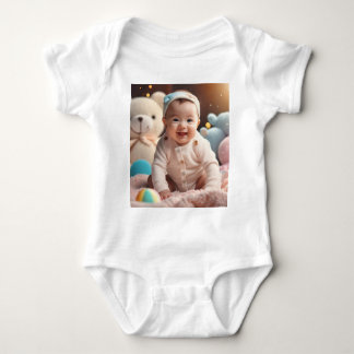 A baby  smiling  bodysuit
