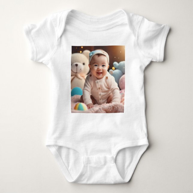 A baby  smiling  bodysuit (Front)