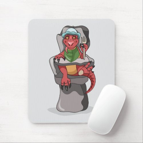A Baby Tyrannosaurus Rex Sitting In A High Chair Mouse Pad