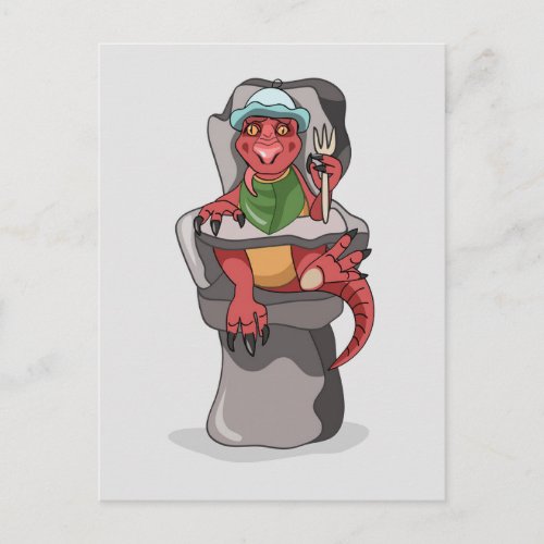 A Baby Tyrannosaurus Rex Sitting In A High Chair Postcard