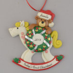 A Baby's First Christmas Rocking Horse Ornament<br><div class="desc">What a lovely gift especially when personalized for the new baby's First Christmas! Always include the year. This will become the first personalized ornament in the baby's collection. The teddy bear on a rocking horse has always been one of our best selling Christmas ornaments. Here we show it for the...</div>