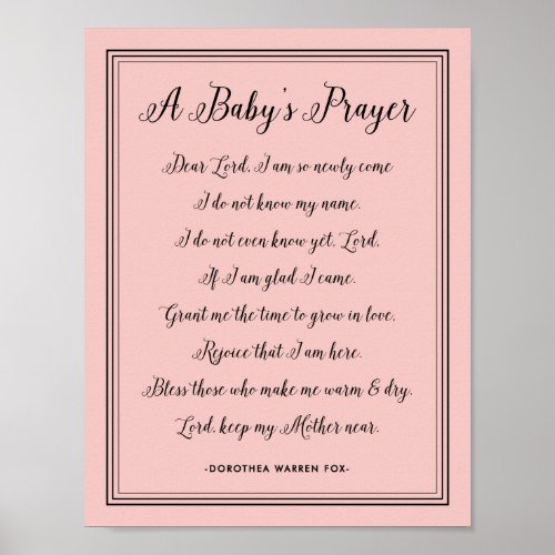 A Babys Prayer Poem _ Art Print Nursery Colors