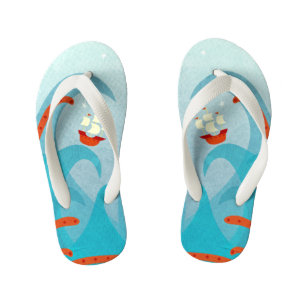 A Bad Day For Sailors Nautical Painting Kid's Flip Flops