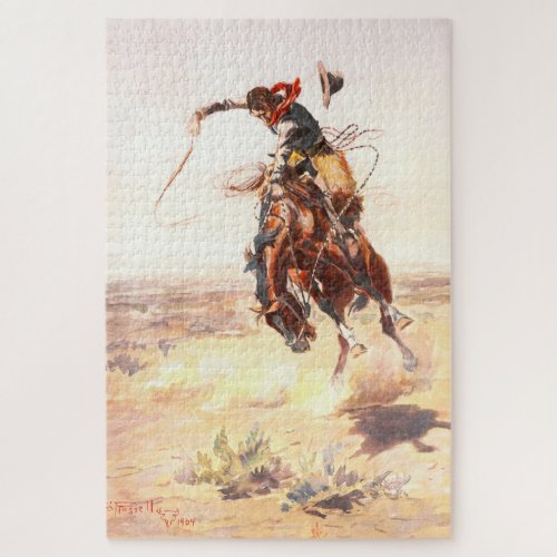 A Bad Hoss by Charles Russell Vintage Western Art Jigsaw Puzzle