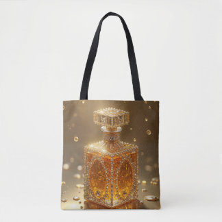 A bag of fully stylish golden perfume bottle