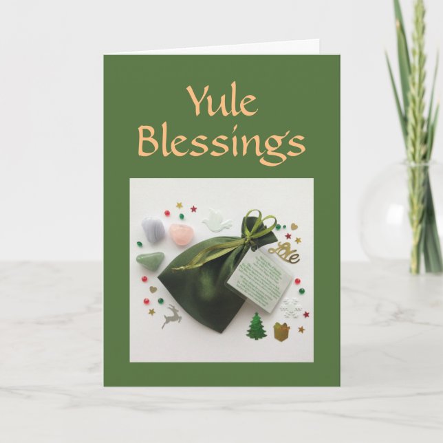 A Bag of Yule Blessings Pagan Wiccan Holiday Card (Front)