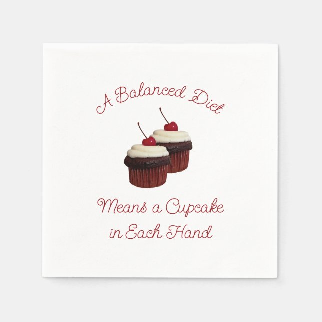 A Balanced Diet Delicious Double Chocolate Cupcake Napkins (Front)