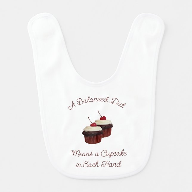A Balanced Diet Double Cupcake Funny  Baby Bib (Front)