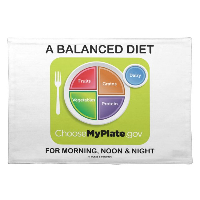 A Balanced Diet For Morning, Noon & Night MyPlate Cloth Placemat (Front)