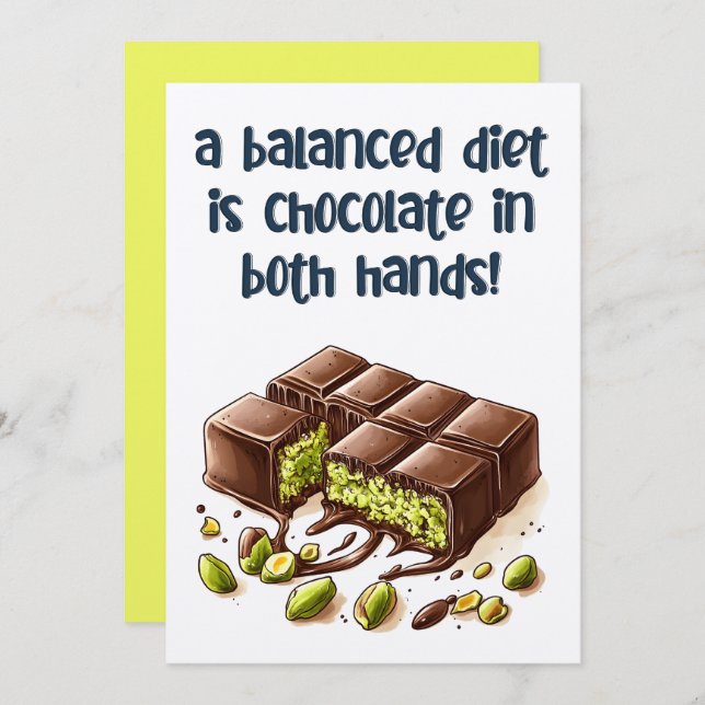 A Balanced Diet is Chocolate Kunafa in Both Hands! Invitation (Front/Back)