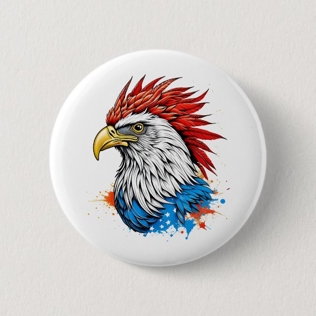 a bald eagle with red button (Front)