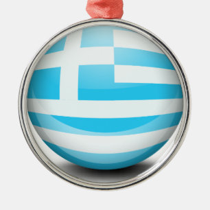 A ball with the flag of Greece Metal Ornament