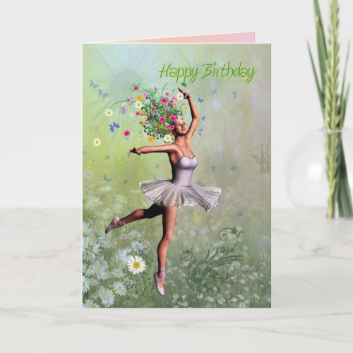 A ballerina flower fairy birthday card