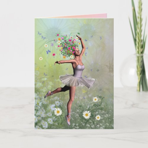 A ballerina flower fairy card