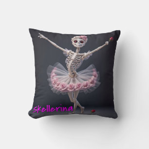 A Ballet Dancing Skeleton - Skellerina Throw Pillow