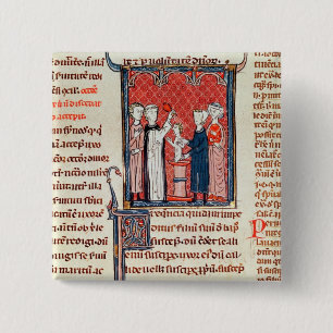 A Baptism Scene, from 'Decrets de Gratien' Button