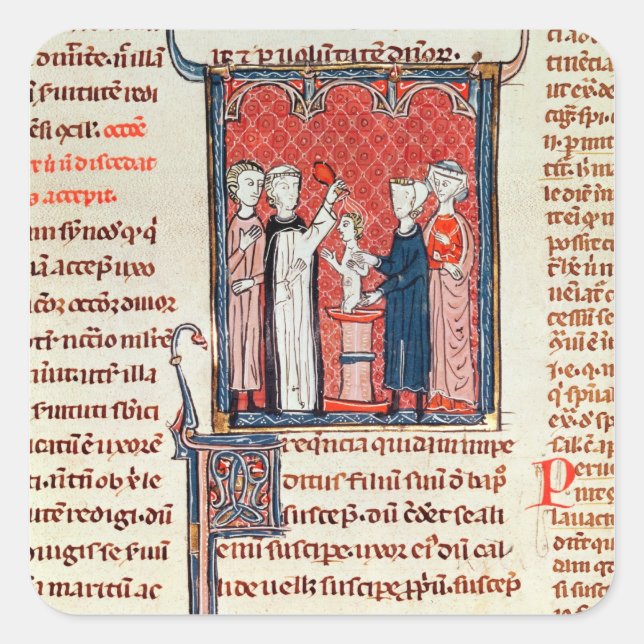 A Baptism Scene, from 'Decrets de Gratien' Square Sticker (Front)