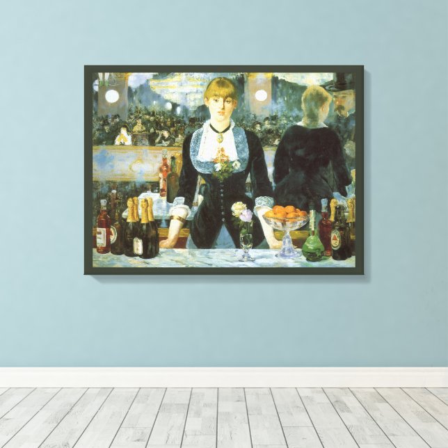 A Bar at the Folies Bergere by Edouard Manet Canvas Print (Insitu(Wood Floor))