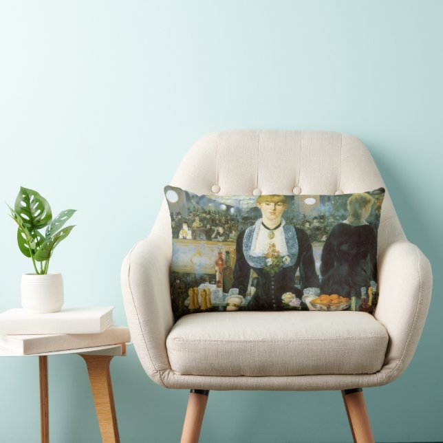 A Bar at the Folies Bergere by Edouard Manet Lumbar Pillow (Chair)