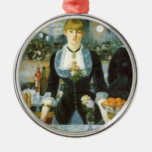 A Bar at the Folies Bergere by Edouard Manet Metal Ornament