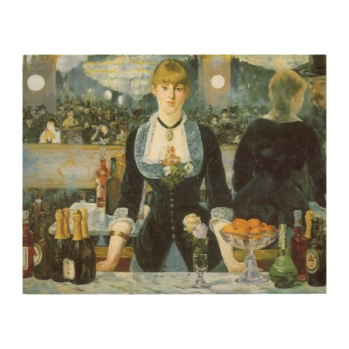 A Bar at the Folies Bergere by Edouard Manet Wood Wall Art