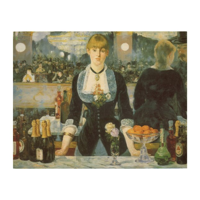 A Bar at the Folies Bergere by Edouard Manet Wood Wall Art (Front)