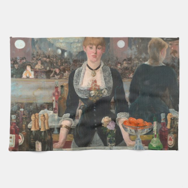 A Bar at the Folies-Bergère Edouard Manet Kitchen Towel (Horizontal)