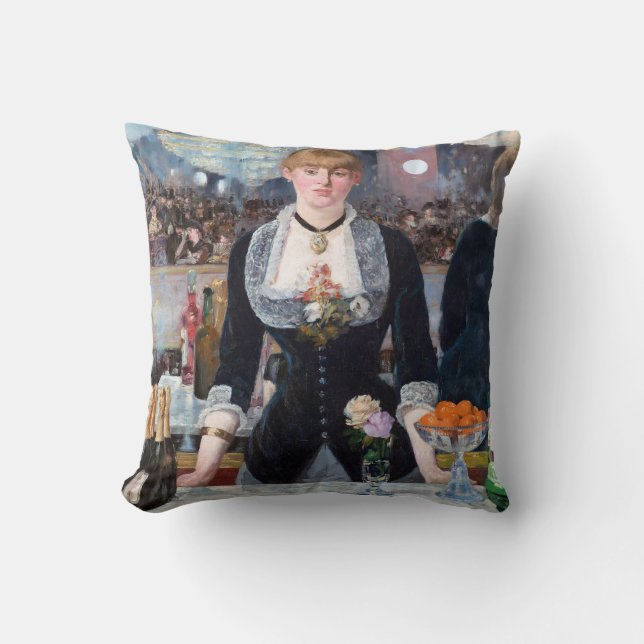 A Bar at the Folies-Bergere, Manet Throw Pillow (Front)